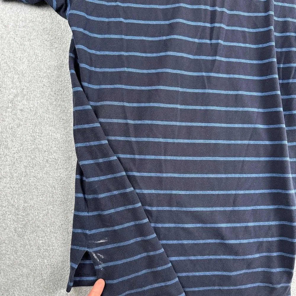 Polo Ralph Lauren Men's Navy Blue‎ Striped Golf Crest Polo Shirt Size Large